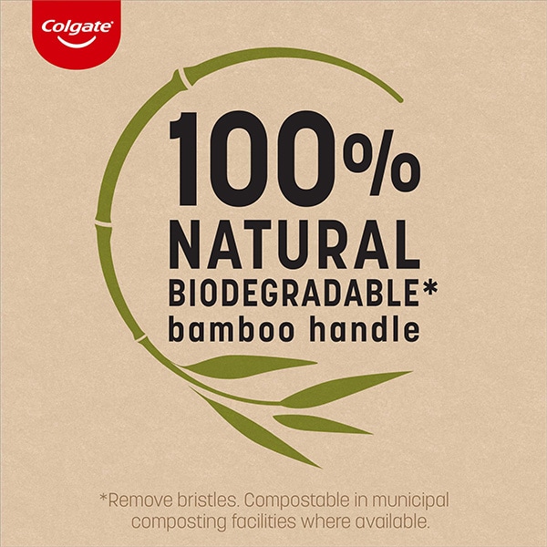 Colgate® 100% NATURAL BIODEGRADABLE* bamboo handle
