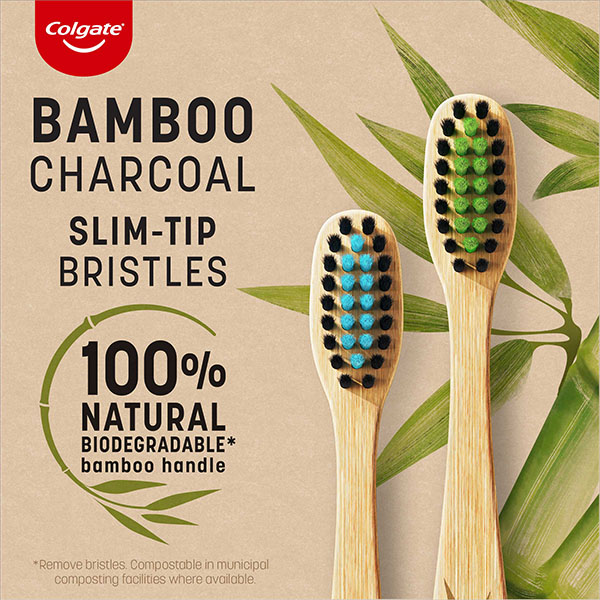 Colgate® Bamboo Charcoal Slim tip bristles