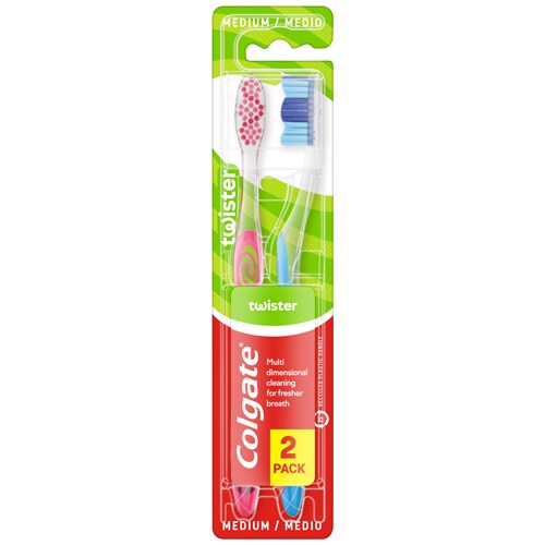 Colgate<sup>®</sup> Twister Fresh Medium Toothbrush Twin Pack