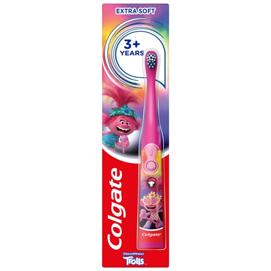 Colgate<sup>®</sup> Kids Trolls Extra Soft Battery Toothbrush 3+ Years